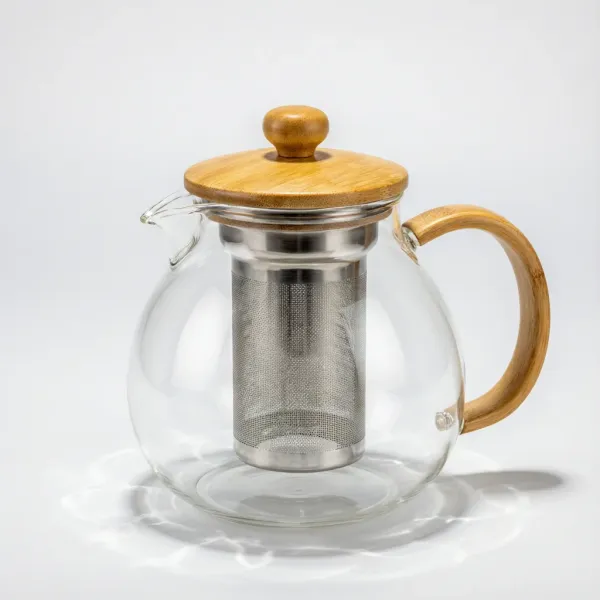 耐热玻璃茶壶 竹柄花茶壶 800ml
